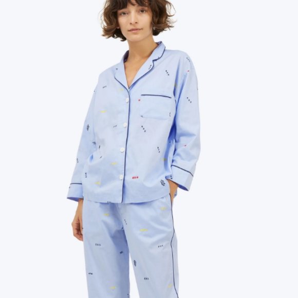 Sleepy Jones Other - Marina Pajama Shirt TOP - Monogram Oxford Blue